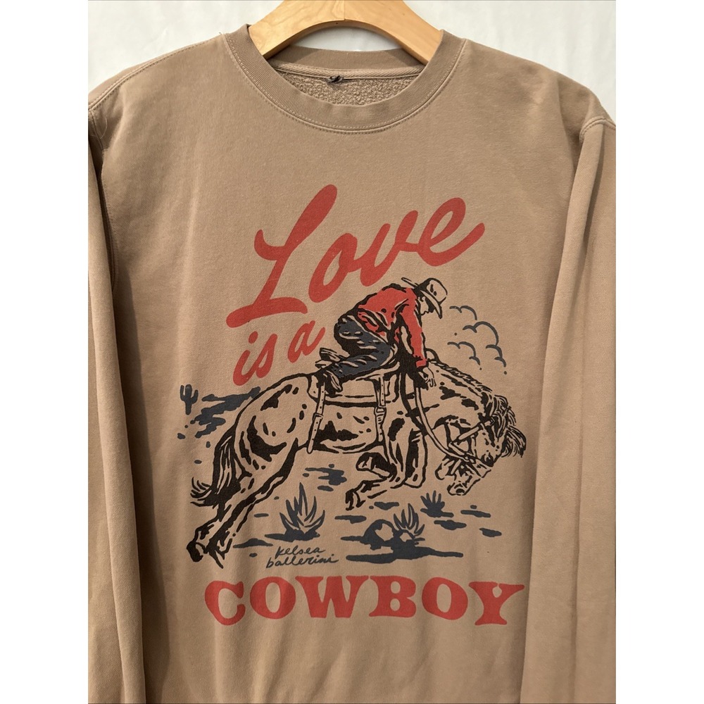 Kelsea Ballerini Love Is A Cowboy Crewneck Sweatshirt Tan Size M Tour Merch